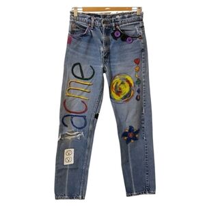 Levi's 505 hand painted size 29×30 ORANGE tab 90s Little e